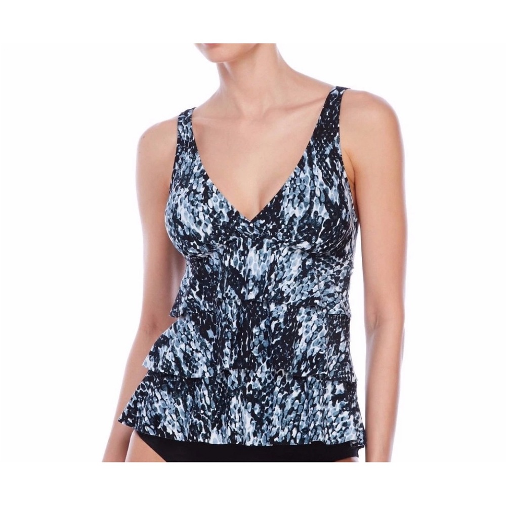 Magicsuit by Miraclesuit Grey Patterned Tankini Top‎